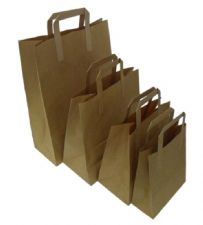 Brown and White SOS Block Bottom Paper Carriers